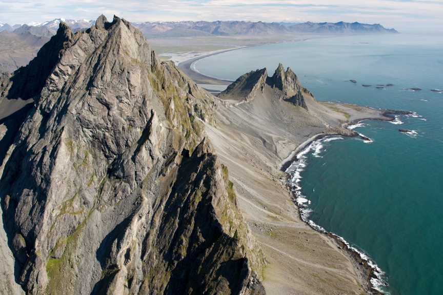 Aerial view of Iceland's coast.